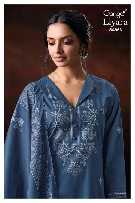 Liyara 4663 By Ganga Cotton Designer Salwar Suits Wholesalers In Surat